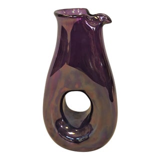Mid 20th Century Iridescent Amethyst Hand Blown Carafe by Tarnow of Poland For Sale