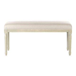 Orchards Bench in Linen and Grey Birch Frame For Sale