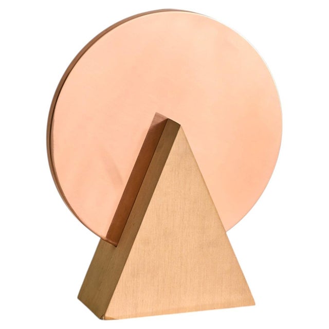 Modern Vintage Italian Wood + Copper Triangle Sculpture by Banci Firenze For Sale - Image 3 of 13