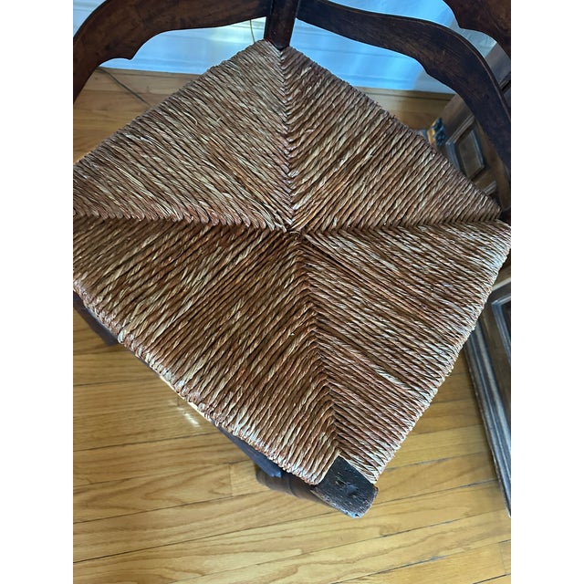 Brown Early American 1820's Elm Delaware Corner Chair With Woven Seat For Sale - Image 8 of 8