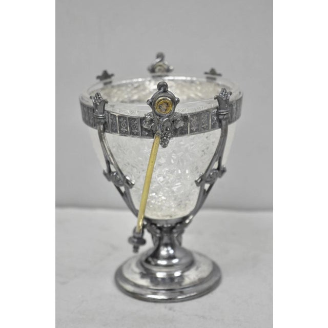 Antique Simpson Hall Miller Art Nouveau Silver Plated Sugar Bowl W Glass Insert For Sale - Image 14 of 17