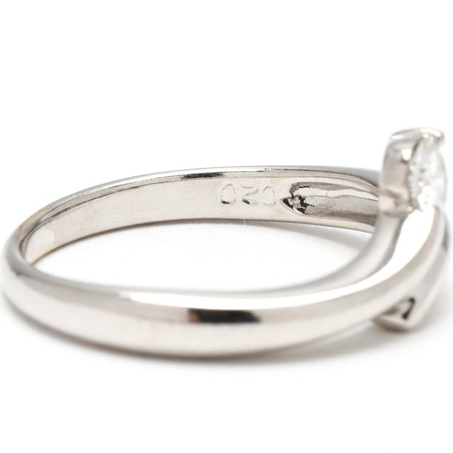Metal Diamond .20ctw Bypass Ring, 18k White Gold, Ring Size 5.5 For Sale - Image 7 of 7