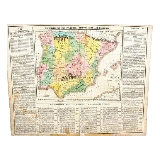 1820 Lavoisne Map of Spain & Portugal - US Edition For Sale