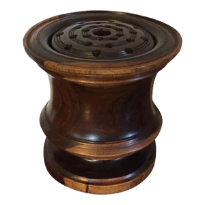 Antique 19th Century English Regency Carved Treen Lignum Vitae Vase Shape Urn for Potpourri