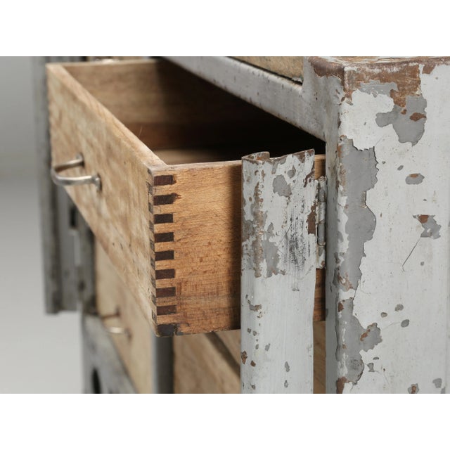 Industrial Steel Cabinet Original Paint Possible Kitchen Island or Work Table For Sale - Image 11 of 13
