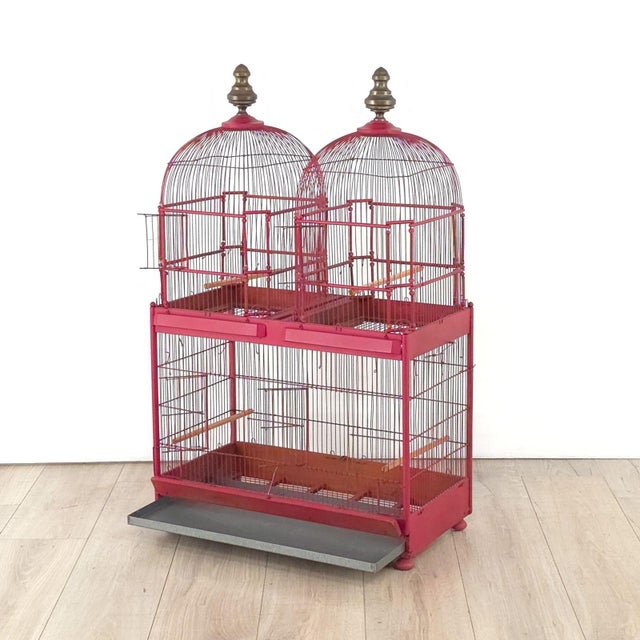 Early 20th Century Red Painted Birdcage, England Circa 1920 For Sale - Image 4 of 6