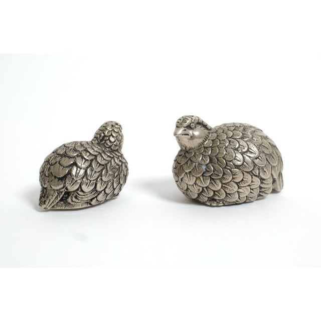 Vintage Silver-Plated Quail Salt and Pepper Shakers from Gucci, 1960s, Set of 2 For Sale - Image 4 of 18