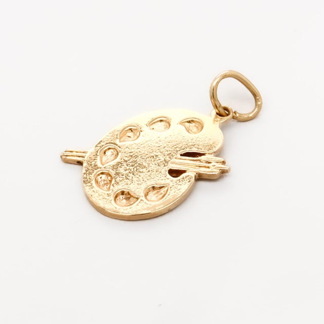 Vintage Signed American Charm Co 14k Gold Artist Palette & Brush Bracelet Charm For Sale - Image 13 of 15