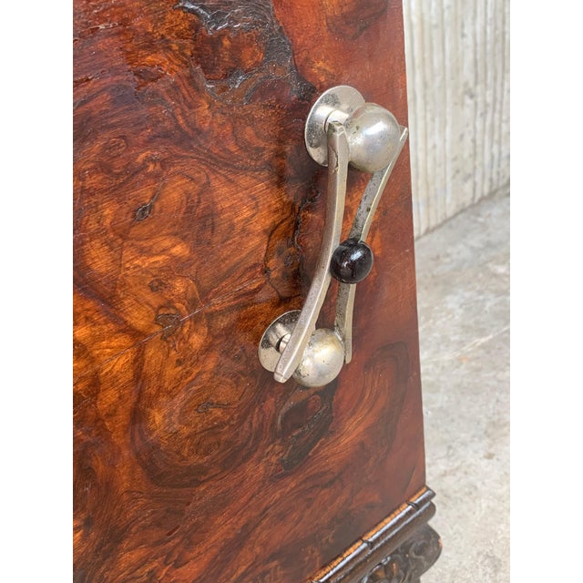 Early 20th Century Pair of Art Deco Side Cabinets or Nightstands with Carved Ebonized Base For Sale - Image 14 of 18
