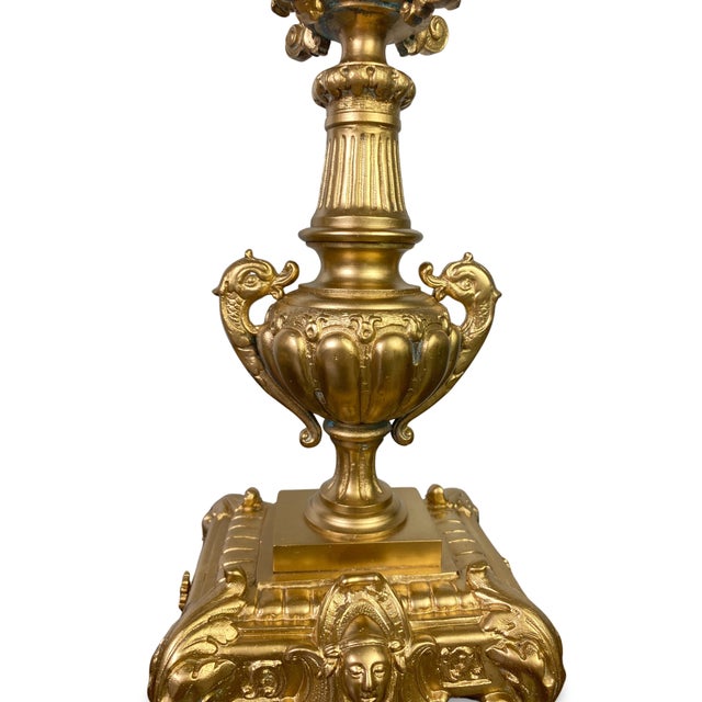 19th Century Napoleon III Gilt Bronze Candelabra, Set of 2 For Sale - Image 9 of 11