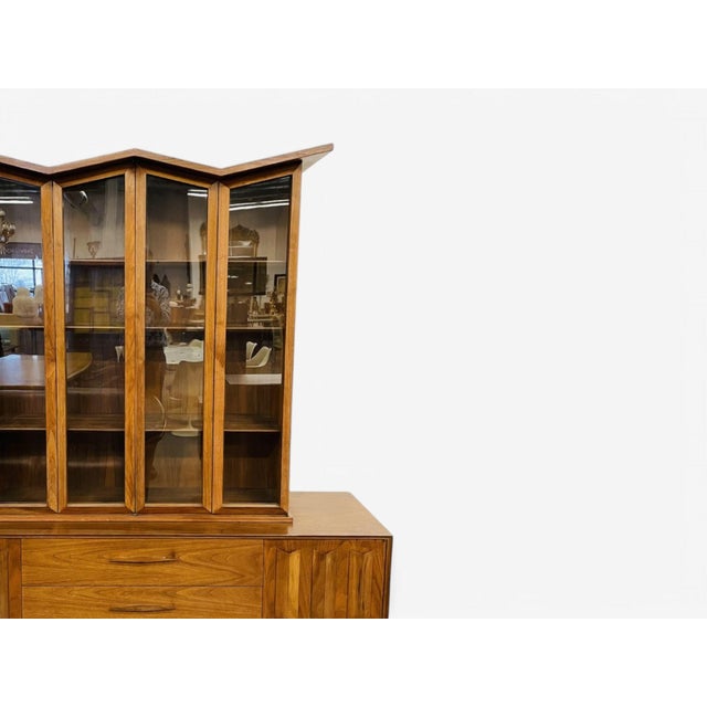 Mid-Century Modern Duiske, Irish Mid Century Modern, Stained Wood, Glass, Breakfront, 1950s For Sale - Image 3 of 7