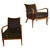 1940s Art Deco-style armchairs with sinuous lines, crafted in cherrywood. Restored and refinished, with newly padded...