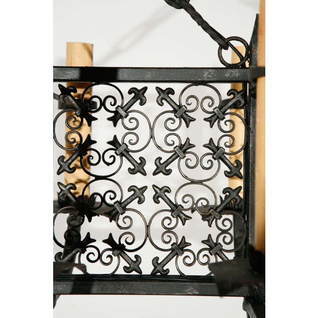 Black 1930s Italian Iron Chandelier Fixture For Sale - Image 8 of 10