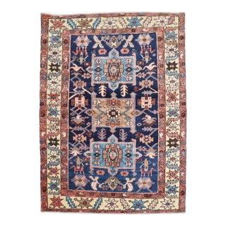 Antique Zabihi Collection Persian Heriz Small Rug - 3'2" x 4'2" For Sale