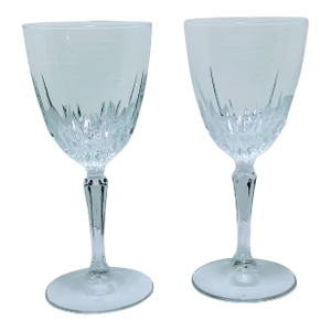 Two Vintage French Crystal Water Goblets