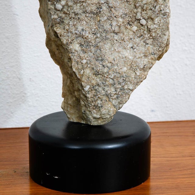 Mid Century Modern Abstracted Stone Sculpture Statue Carved Marble With Wooden Base For Sale In Sacramento - Image 6 of 12