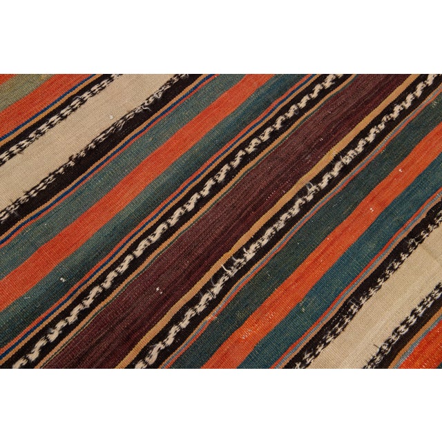 Textile 1960s Vintage Turkish Kilim Multicolor Handmade Stripes Wool Runner For Sale - Image 7 of 8
