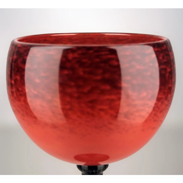 Art Deco Early 20th Century Art Déco French Art Glass Footed Vase by German Artist Charles Schneider For Sale - Image 3 of 11