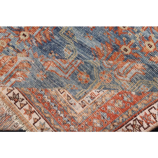Antique Persian Afshar Rug With Allover Geometric Design in Soft Blue 3'10"x4'7" For Sale - Image 10 of 10