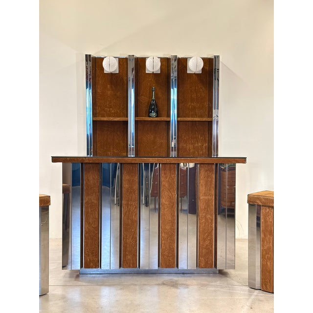 Vintage Steel Bar Cabinet and Stools, 1970s, Set of 4 For Sale - Image 18 of 18