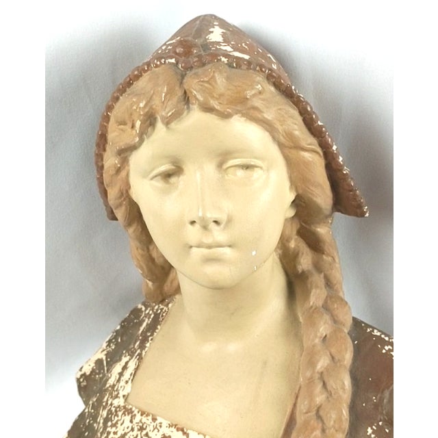Victorian Antique Van Hassels Brussels Venetian Girl Bust, After Riccardo Aurili, With Gryphon Base For Sale - Image 3 of 18