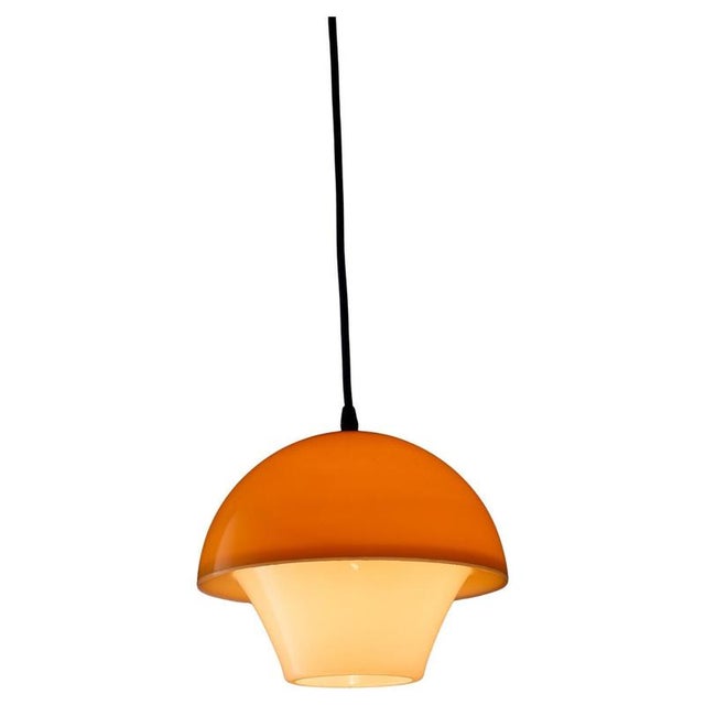 Yellow Cased Glass Mushroom Pendant, 1970s For Sale - Image 10 of 10