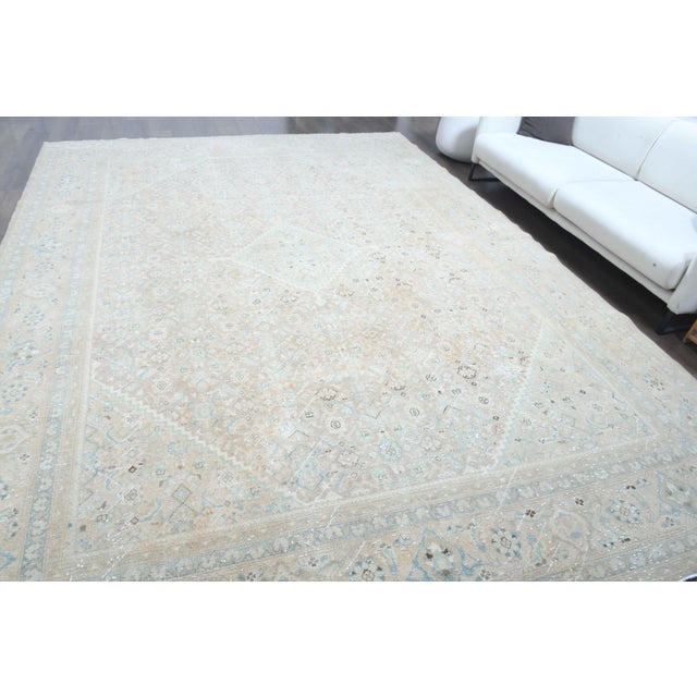 1970s 1970s Vintage Persian Handmade Wool Cotton Light Beige Area Rug For Sale - Image 5 of 11