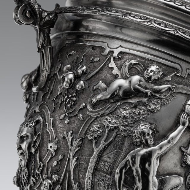 Antique Italian Silver Repoussé & Chased Covered Urn, 1870s For Sale - Image 17 of 18