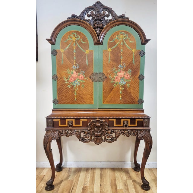 American Antique American Adams Painted Berkey & Gay Silver Chest Cabinet on Stand For Sale - Image 3 of 18