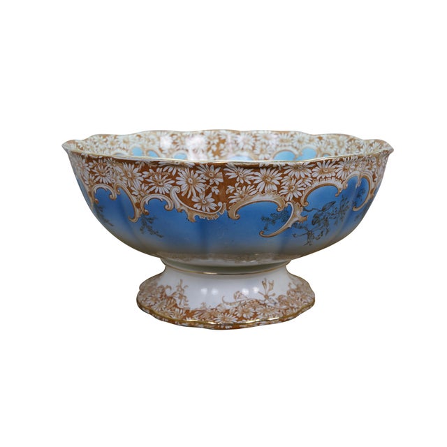 Victorian Antique English Royal Furnivals Porcelain Lobed Daisy Centerpiece Punch Bowl For Sale - Image 3 of 16
