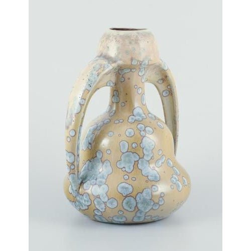 Art Nouveau Ceramic Vase with Handles from Desvres Fourmaintraux Delassus, France, 1930s For Sale - Image 3 of 10