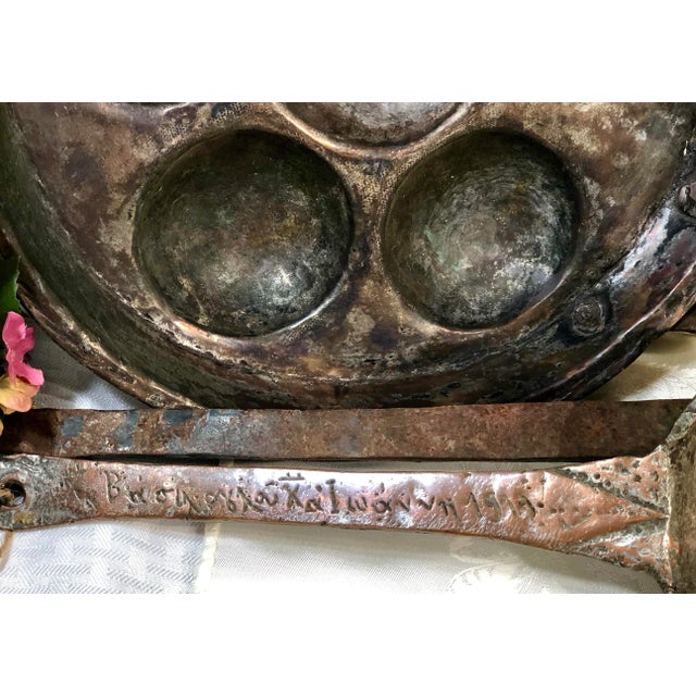 Copper Wall Hanging Antique Hand Crafted Cooking Utensils, Signed - Set of 4 For Sale - Image 9 of 13