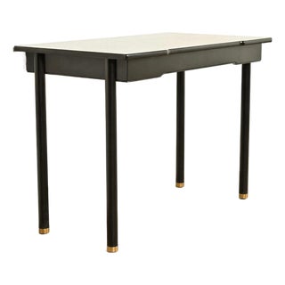 John Widdicomb Mid-Century Modern Hollywood Regency Black Lacquer and Brass Console Table, Newly Refinished For Sale