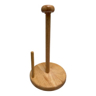 Vintage Americana Natural Wood Paper Towel Holder For Sale