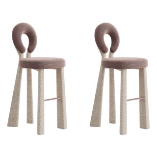 Mary Bar Chairs with Upholstered Legs by Ottiu, Set of 2 For Sale