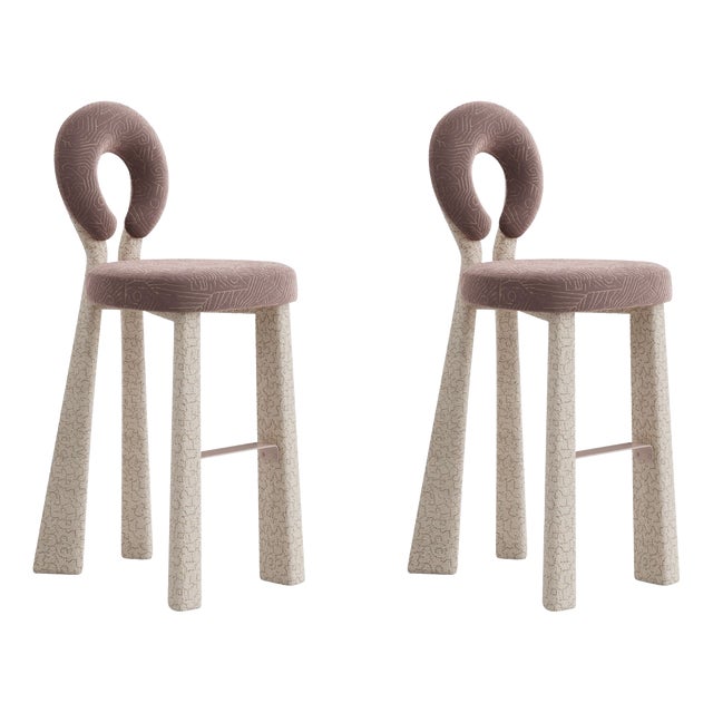 Mary Bar Chairs with Upholstered Legs by Ottiu, Set of 2 For Sale
