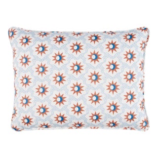 Schumacher Lucie Lumbar 18" Pillow In Clay & Blue For Sale