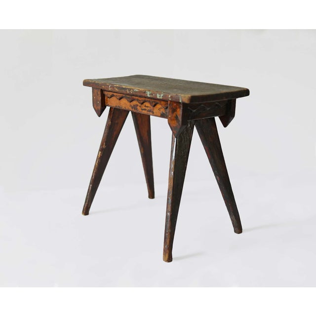 Farmhouse Folk Art Bench - Antique For Sale - Image 3 of 6