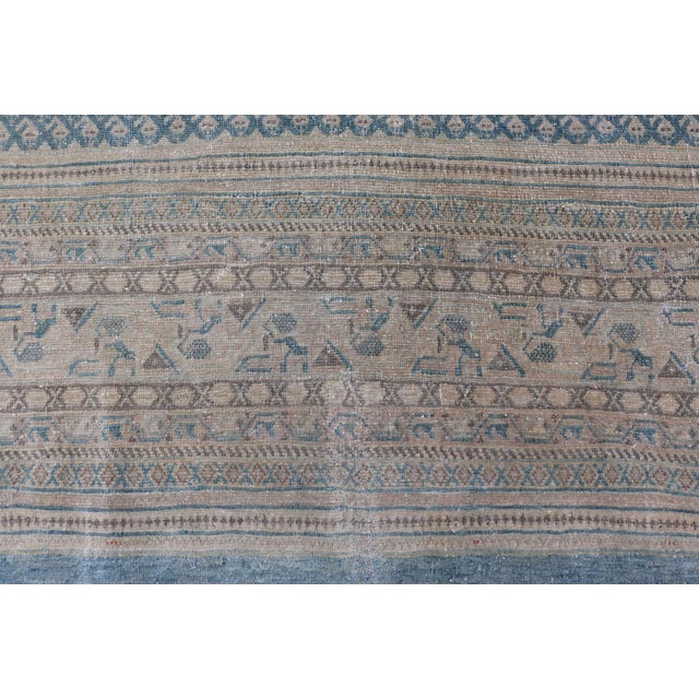 Blue Antique Persian Tabriz Rug With Soft Light Blue Field and Fine Allover Design For Sale - Image 8 of 15