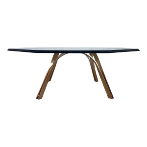 Vintage Brass and Octagonal Glass Coffee Table by Roger Sprunger for Dunbar