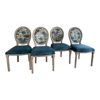 French Country Style Upholstered Chairs - Set of 4 For Sale