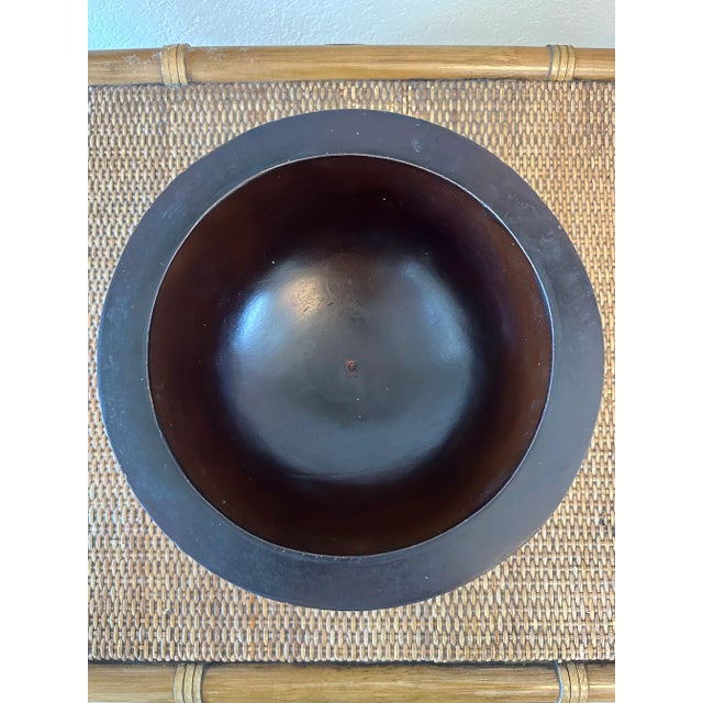 Brown Vintage 1970’s Handcarved Wood Bowl With Cork Lined Marble Top For Sale - Image 8 of 15