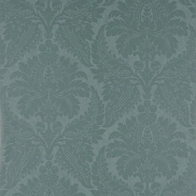 Zoffany Malmaison Damask Wallpaper in Teal - a Sample For Sale