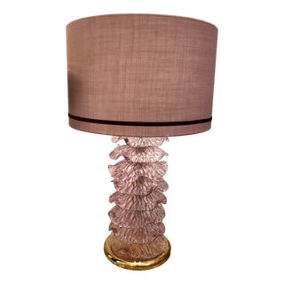 Pink Wavy Disc Table Lamps, 1980s, Set of 2 For Sale