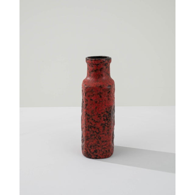 1960s German "W. Germany" Ceramic Vase Red For Sale - Image 9 of 18