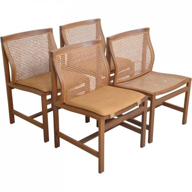 Set of 4 Rud Thygsen king chairs with frames of mahogany and seat upholstered in natural leather. The chairs are from the...