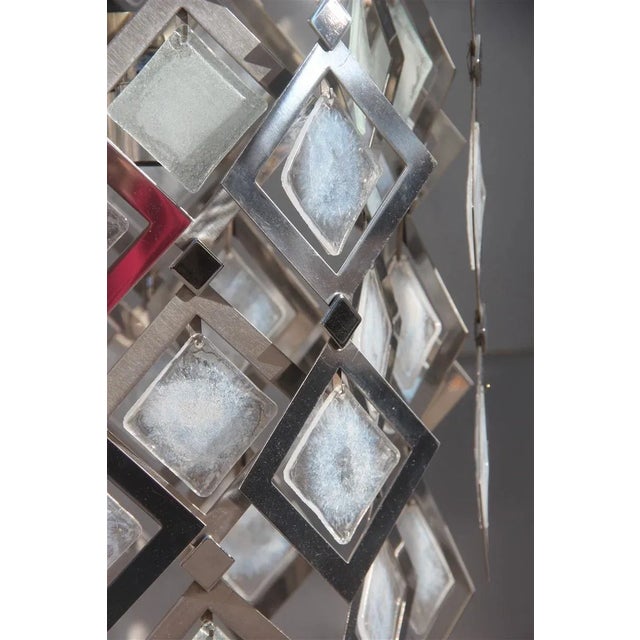 1970s Steel and Murano Glass Ceiling Lamp, 1970s For Sale - Image 5 of 14