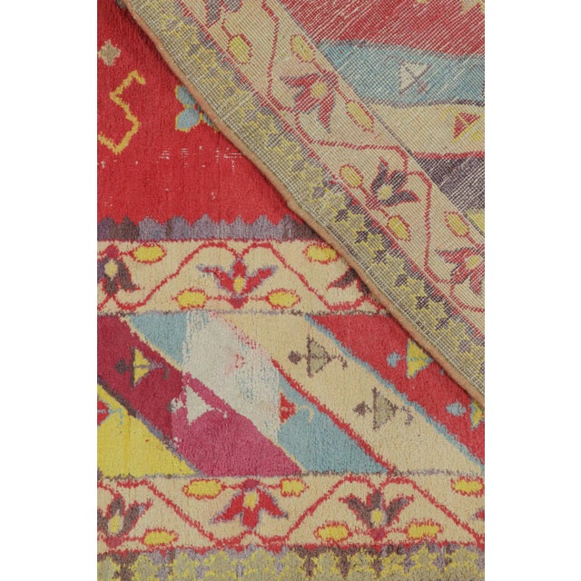 Textile 1920s Antique Agra Rug in Red With Colorful Geometric Patterns, From Rug & Kilim For Sale - Image 7 of 8