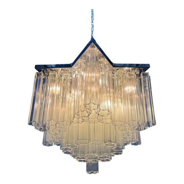 Large murano glass tronchi star flush mount, 1980s a spectacular 1980s italian murano glass flush-mount chandelier,...