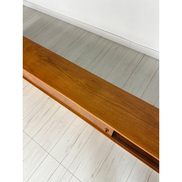 Brown Mid-Century Teak Floating Wall-Mounted Sideboard from Bartels, 1960s For Sale - Image 8 of 11
